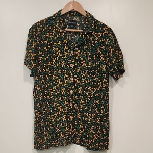 Men's Green and Orange Patterned‎ Shirt